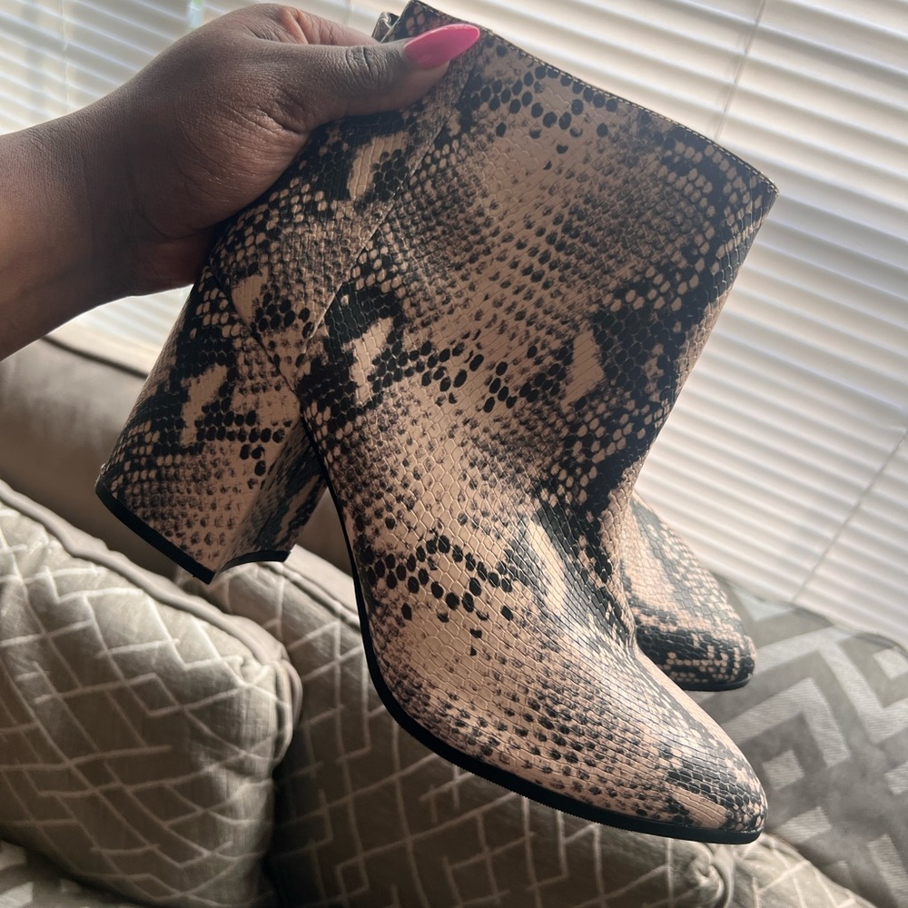 Wide Width Snakeskin Booties - Size 11W